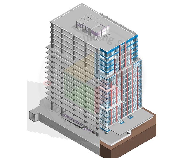 Coordinated commercial tower BIM model
