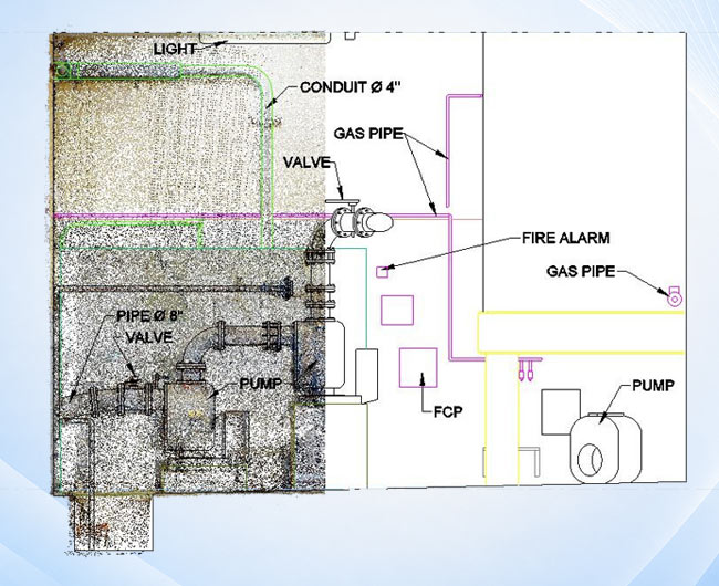 Scan to CAD conversion from point cloud to 2D and 3D drawings