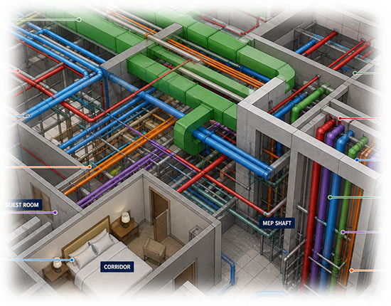 Clash-free BIM coordination for beachside resort in Hawaii, USA